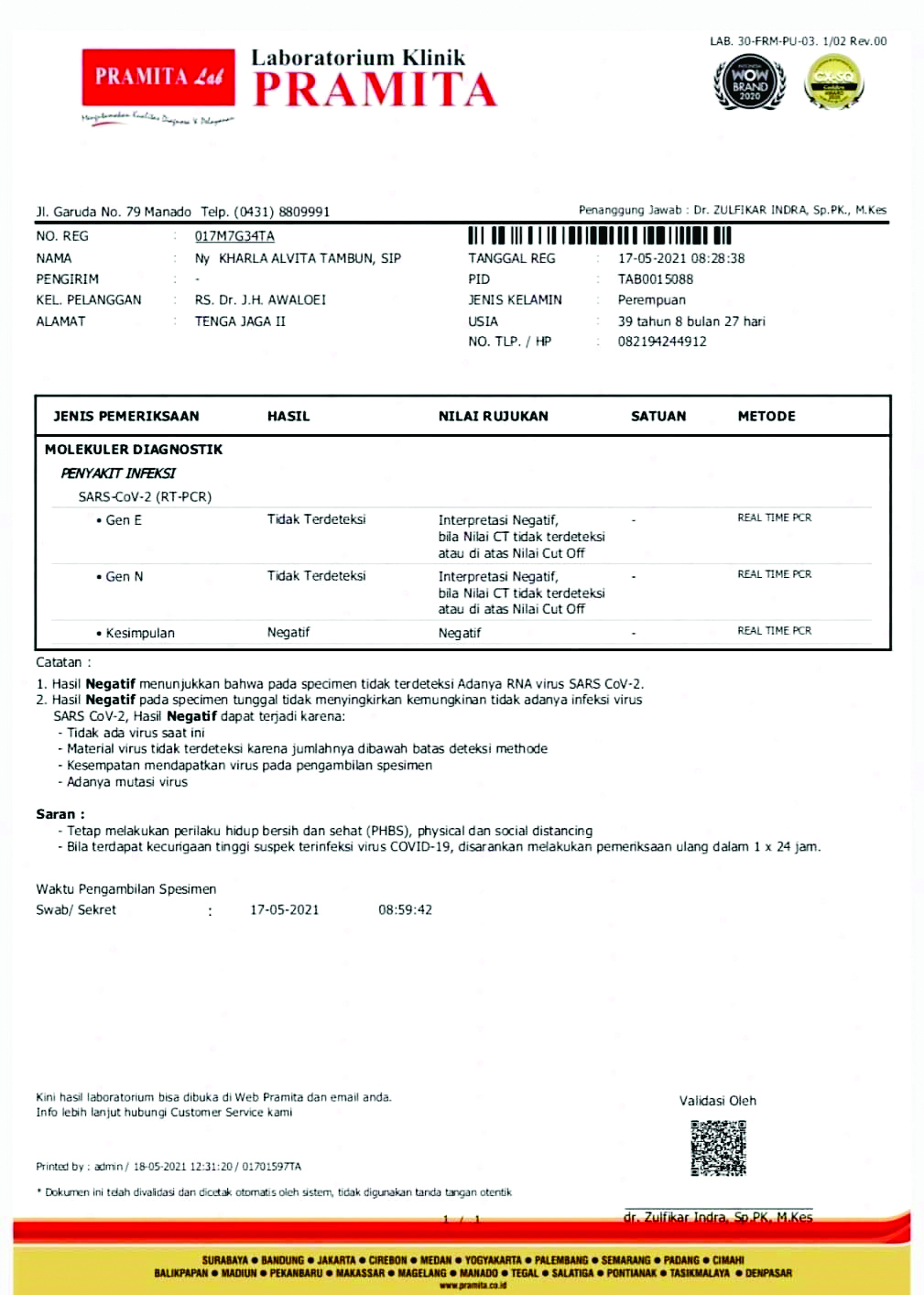 Pasien Tidak Terkonfirmasi Covid-19 Dimakamkan Secara Prokes